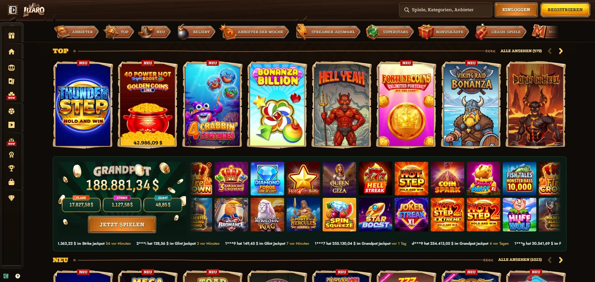 Lizaro Casino Spiele